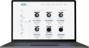 Geautomatiseerde webshop, voorbeeld op een laptop