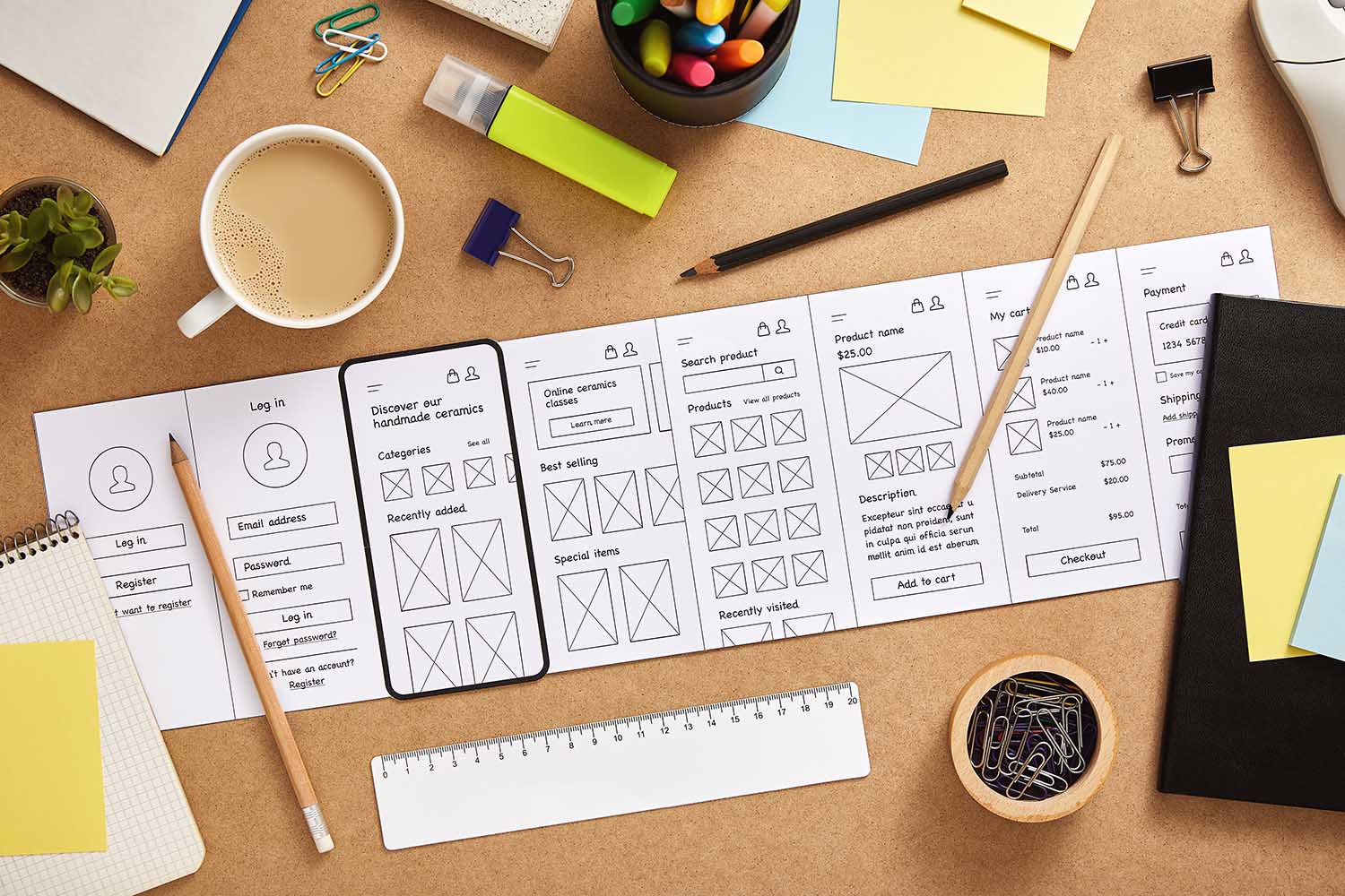 UX en UI design op een rommelig bureau