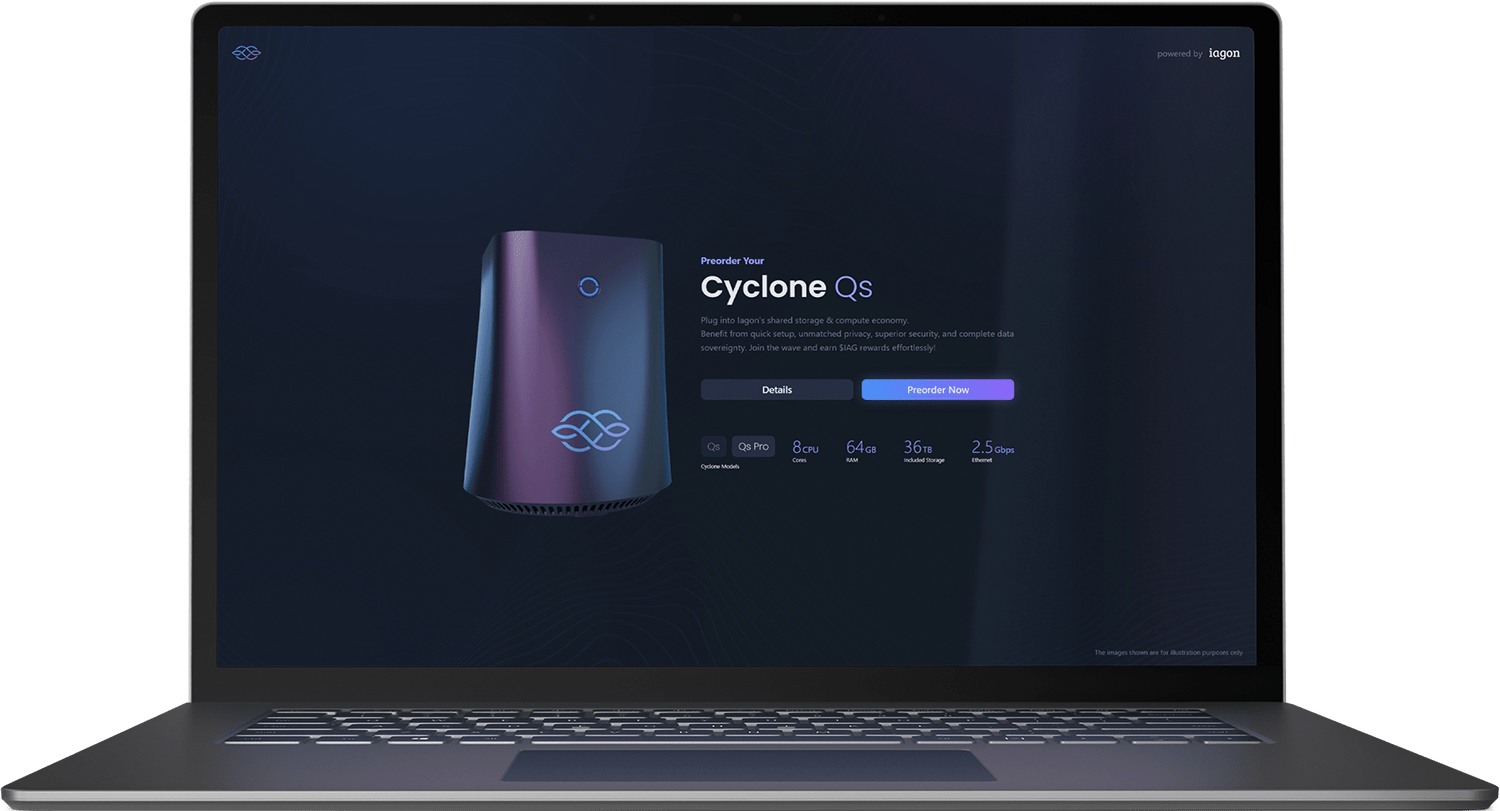 Laptop voorbeeld van Cyclone, betalen met crypto